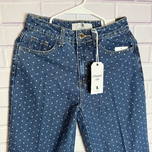 FLYING ANGEL Polka Dot High Waist Straight Leg Jeans/size 1(25) - Picture 9 of 9